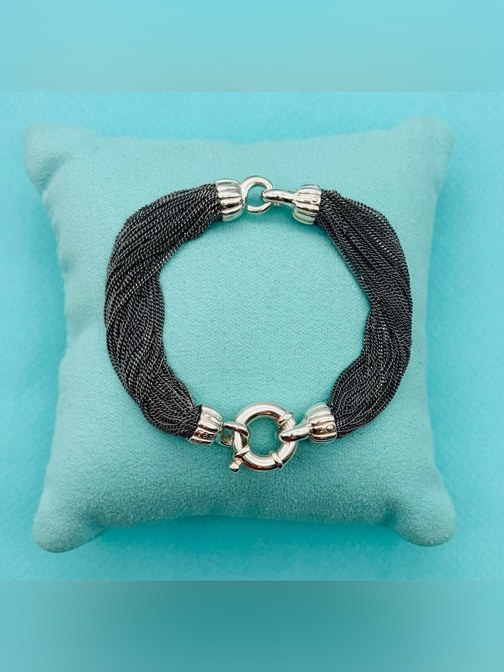 Tiffany & Co. Retired Oxidized Multistrand Black Chain Bracelet EUC